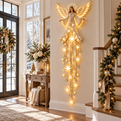 Decoración de Ángel con Cascada de Luces