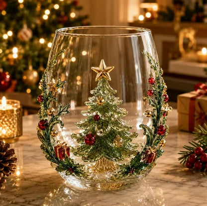 Vasos de cristal con Diseño Navideño 3D