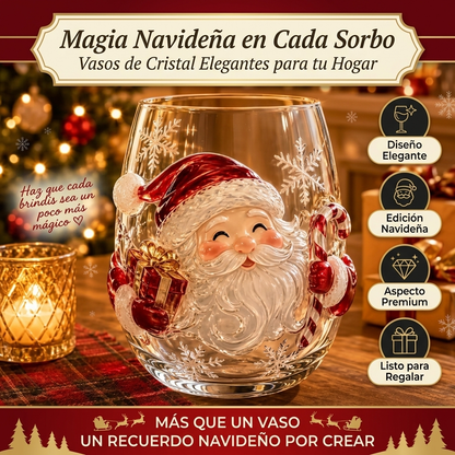 Vasos de cristal con Diseño Navideño 3D