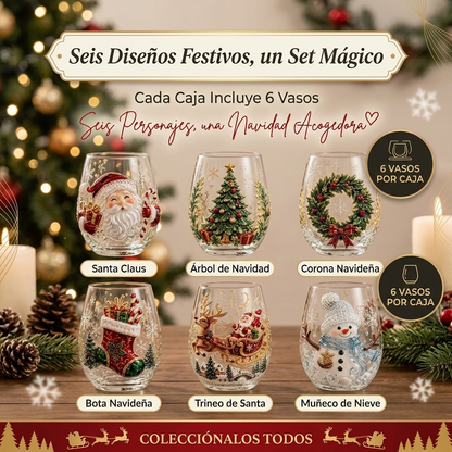 Vasos de cristal con Diseño Navideño 3D
