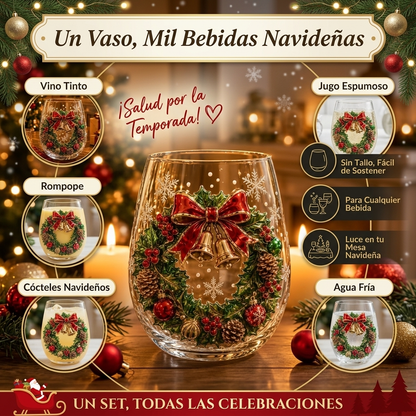Vasos de cristal con Diseño Navideño 3D