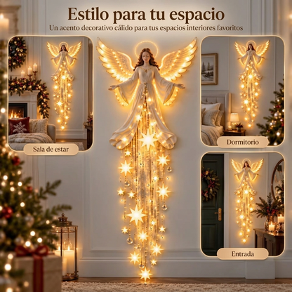 Decoración de Ángel con Cascada de Luces